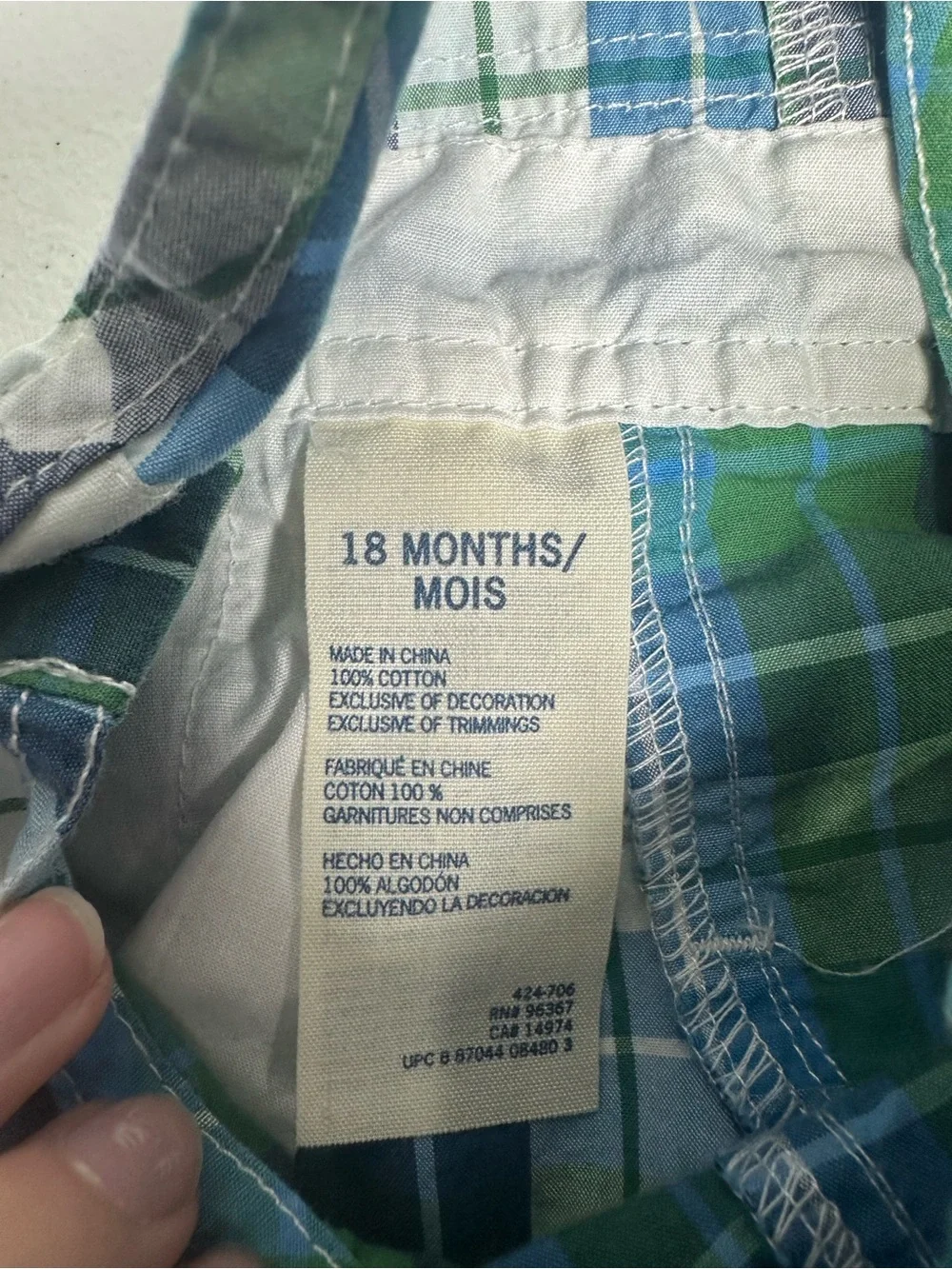 OshKosh B'gosh Green & Blue Plaid Short Overalls